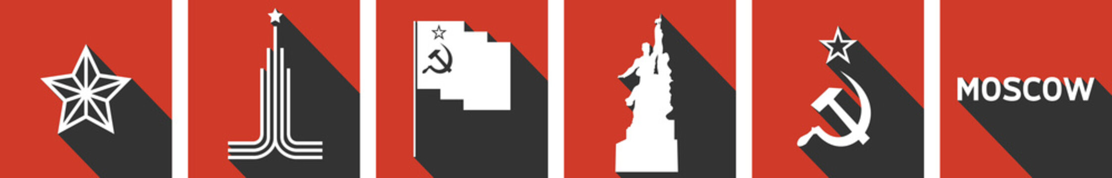 Flat design vintage icons for Russian history