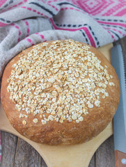 freshly baked homemade oatmeal bread