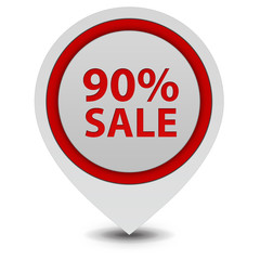 Sale ninety percent pointer icon on white background