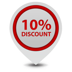 Discount ten percent pointer icon on white background