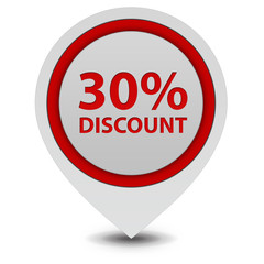 Discount thirty percent pointer icon on white background