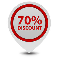 Discount seventy percent pointer icon on white background