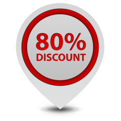 Discount eighty percent pointer icon on white background