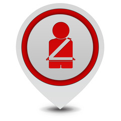 Seat belt pointer icon on white background