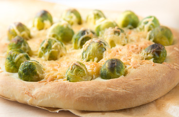 Brussels sprout and grated cheese pie