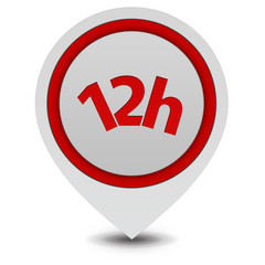 12 hours pointer icon on white background
