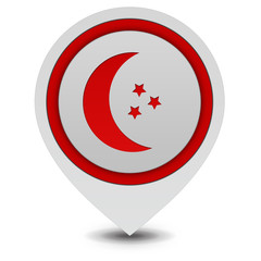 Moon pointer icon on white background