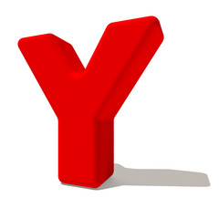y ypsilon lettera 3d rossa, isolata su fondo bianco  - obrazy, fototapety, plakaty