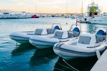 Marina boats and yachts in the evening