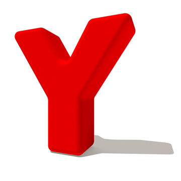 y ypsilon lettera 3d rossa, isolata su fondo bianco 