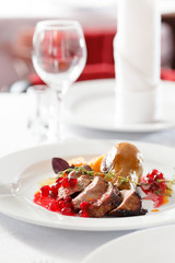 roasted duck with pear