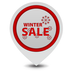 Winter sale pointer icon on white background