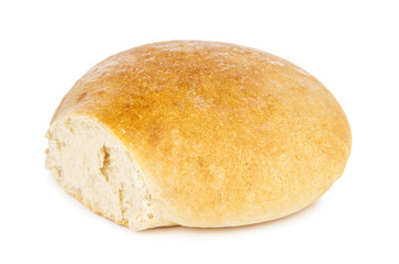 Crunchy crust bread isolated on white background.
