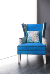 Modern blue fabric armchair