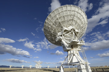Radio Telescopes in Field on Sunny Day