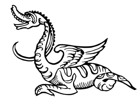 Scherenschnitt kleiner Drache S.Beug