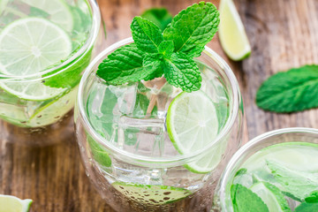Cocktail with lime and mint
