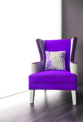 Modern purple fabric armchair