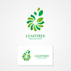 Combination of a flower and leaf with business card template