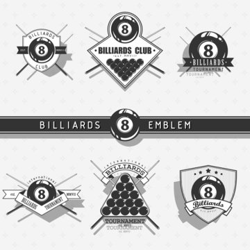 Billiards emblems - monochrome