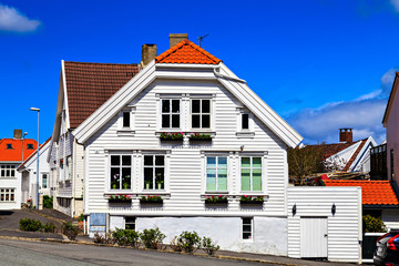 Traditional white wooden houses, Norway