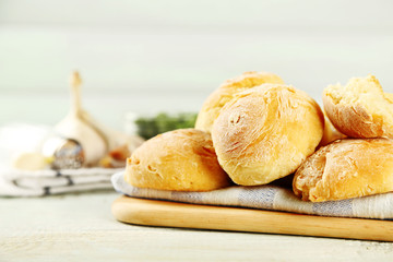 Fresh homemade bread buns from yeast dough