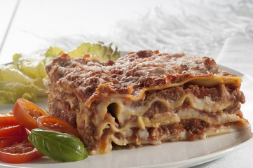 Close-up of a traditional lasagna