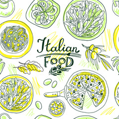 beautiful hand-draw simpless pattern italian food © Steshnikova
