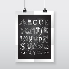 doodle alphabet on the chalkboard- poster