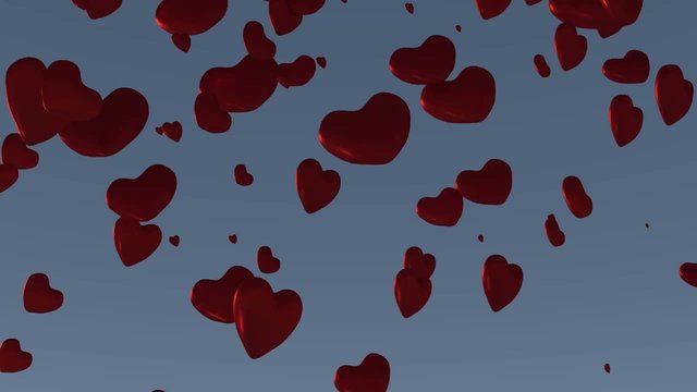 3D Animation Valentine Herzen fallen vom Himmel
