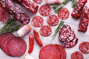 Assortment of sausages