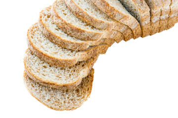 sliced bread on white background