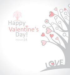 Happy Valentine's Day. love tree card.