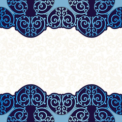 Blue ornament, white background.