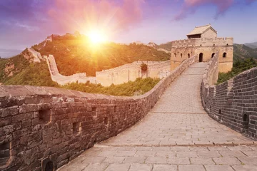 Foto op Plexiglas skyline and great wall during sunrise  © zhu difeng
