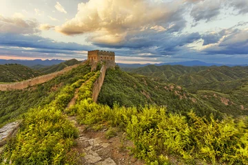 Foto op Canvas skyline and great wall during sunrise  © zhu difeng