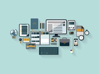 modern office workspace in flat design