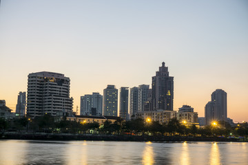 Bangkok city in Thailand with sunrise