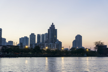 Fototapeta na wymiar Bangkok city in Thailand with sunrise