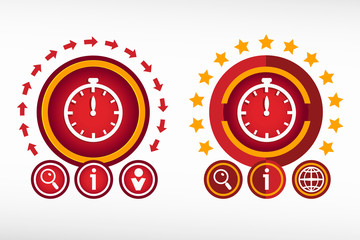 Stopwatch icon on creative background. Red design concept for ba - obrazy, fototapety, plakaty
