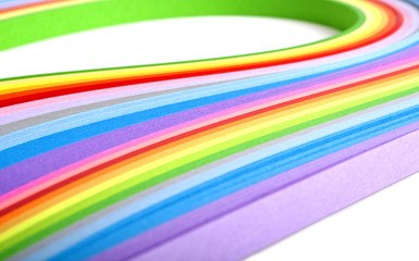 Paper strips in rainbow colors, close up