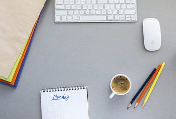 Office working place on Monday