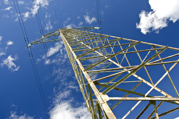 electricity high voltage pole and sky