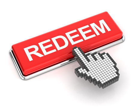 Clicking a redeem button, 3d render