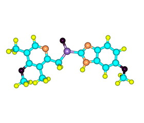 Esomeprazole molecule isolated on white