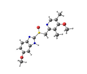 Esomeprazole molecule isolated on white