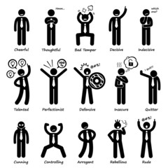 Businessman Attitude Personalities Characters Pictogram