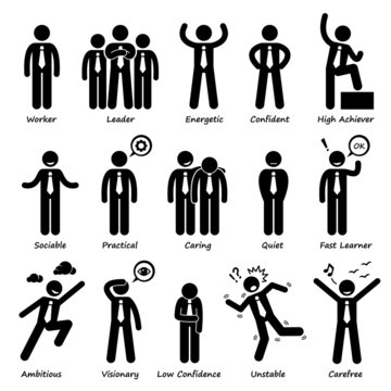 Businessman Attitude Personalities Characters Pictogram