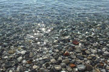 Gravel stones at the sea bottom.