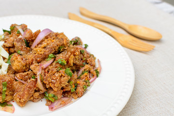Spicy fried chicken salad